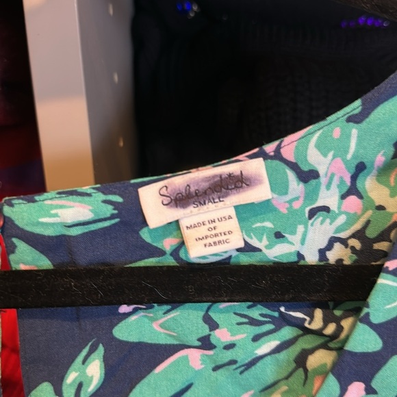 Splendid navy/green floral sleeveless cinch waist back button closure romper S - Picture 2 of 3